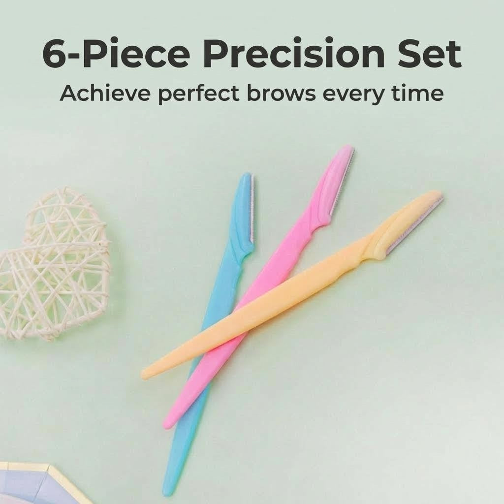6-Piece Eyebrow Razor Set for Precision Trimming